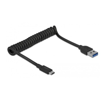 Delock USB3.1 Spiralcable Typ A-C 30-120cm, Typ-A Stecker for Typ-C Stecker, black  Delock USB3.1 Spiralcable Typ A-C 30-120cm, Typ-A Stecker for Typ-C Stecker, black