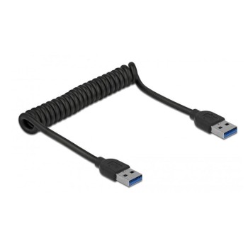 Delock USB3.1 Spiralcable Typ-A 30-120cm, Typ-A Stecker for Typ-A Stecker, black  Delock USB3.1 Spiralcable Typ-A 30-120cm, Typ-A Stecker for Typ-A Stecker, black