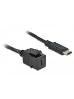 Delock Keystone Modul USB3.0 Typ-C, schwarz, USB C-Buchse zu C-Stecker, 0.25M, schwarz