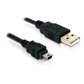 Delock USB2.0-cable A-MiniB: 1.5m, black , USB-A Stecker for USB-B mini 5pin Stecker Delock USB2.0-cable A-MiniB: 1.5m, black , USB-A Stecker for USB-B mini 5pin Stecker