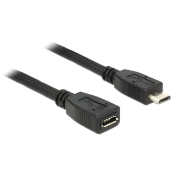 Delock USB2 Verlängererungscable Micro-B,1m, Micro-B Verlängerung, black  Delock USB2 Verlängererungscable Micro-B,1m, Micro-B Verlängerung, black