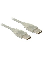 Delock USB2 Kabel A-A, 1m, transparent, für USB2.0 Geräte, 480 Mbps