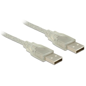 Delock USB2 cable A-A, 1m, transparent, for USB2.0 Geräte, 480 Mbps