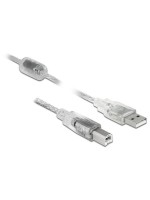 Delock USB2 Kabel A-B, 1.5m, transparent, für USB2.0 Geräte, 480 Mbps