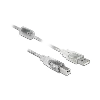 Delock USB2 cable A-B, 2m, transparent, for USB2.0 Geräte, 480 Mbps