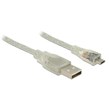 Delock USB2 cable A-MicroB, 2m, transparent, for USB2.0 Geräte, 480 Mbps Delock USB2 cable A-MicroB, 2m, transparent, for USB2.0 Geräte, 480 Mbps
