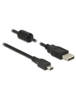 Delock USB2 Kabel A-MiniB, 1m, schwarz, für USB2.0 Geräte, 480 Mbps