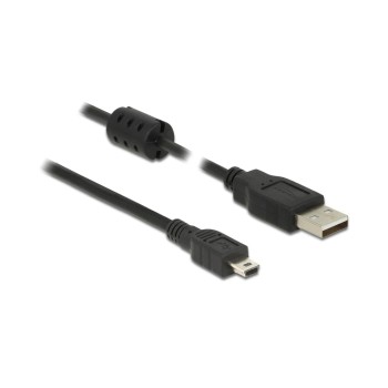 Delock USB2 cable A-MiniB, 1m, black , for USB2.0 Geräte, 480 Mbps Delock USB2 cable A-MiniB, 1m, black , for USB2.0 Geräte, 480 Mbps