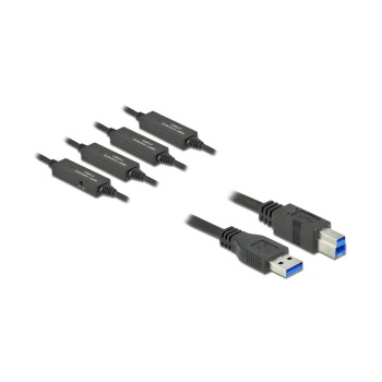 Delock USB3.2 cable, 20m, A-B, black , bis 5Gbps, with Signalverstärker Delock USB3.2 cable, 20m, A-B, black , bis 5Gbps, with Signalverstärker