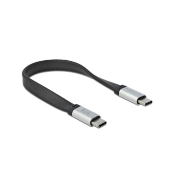 Delock USB3.2 Flachbandcable Typ-C 22cm, bis 10Gbps, black  Delock USB3.2 Flachbandcable Typ-C 22cm, bis 10Gbps, black