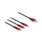 Delock Câble chargeur USB 3-in-1 USB A - Micro-USB B/Lightning/USB C 1 m