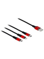 Delock USB2.0-Ladekabel 3 in 1, 1m, USB-A zu Lightning, USB Micro-B, USB-C