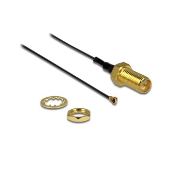 Delock RP-SMA-Bu - MHF-4 cable, zum Einbau, 20cm, Gewindelänge:10cm
