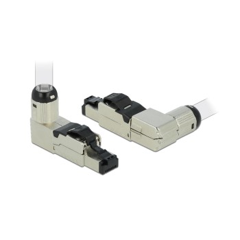 Delock Feldkonfektionierbarer RJ45 Stecker, KAT6A, 10Gbps, toolless, Gewinkelt Delock Feldkonfektionierbarer RJ45 Stecker, KAT6A, 10Gbps, toolless, Gewinkelt