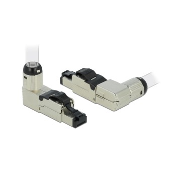 Delock Feldkonfektionierbarer RJ45 Stecker, CAT8.1, 40Gbps, toolless, Gewinkelt Delock Feldkonfektionierbarer RJ45 Stecker, CAT8.1, 40Gbps, toolless, Gewinkelt