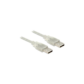 Delock USB2 cable A-A, 2m, transparent, for USB2.0 Geräte, 480 Mbps