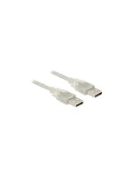 Delock USB2 Kabel A-A, 5m, transparent, für USB2.0 Geräte, 480 Mbps