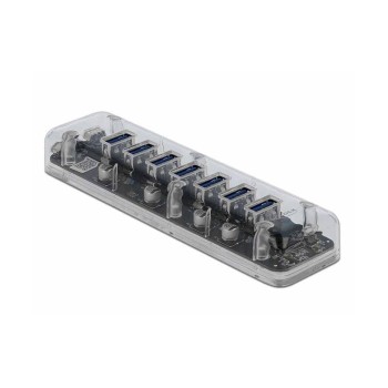 Delock USB 3.0 Hub 64088 7 Ports, transparent, 7 USB Typ-A, Plug & Play Delock USB 3.0 Hub 64088 7 Ports, transparent, 7 USB Typ-A, Plug & Play