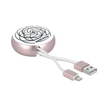 USB2.0 Aufrollcable, 90CM, A-Lightning, with Autorollfunktion, white / rosé USB2.0 Aufrollcable, 90CM, A-Lightning, with Autorollfunktion, white / rosé