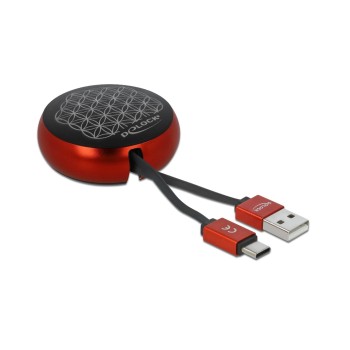 USB2.0 Aufrollcable, 90CM, A-Typ-C, with Autorollfunktion, black  / red USB2.0 Aufrollcable, 90CM, A-Typ-C, with Autorollfunktion, black  / red