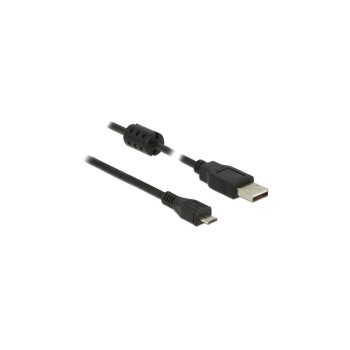 Delock USB2 cable A-MicroB, 1m, black , for USB2.0 Geräte, 480 Mbps Delock USB2 cable A-MicroB, 1m, black , for USB2.0 Geräte, 480 Mbps