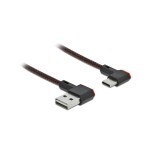 Delock EASY USB2.0-cable A-C: 0.2m, black , gewinkelt 90/270°, beidseitig einsteckbar