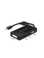 Monitoradapter Mini-DP zu HDMI/DVI-D/VGA 4K, schwarz, 16cm, 2 Monitore