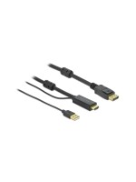 Delock HDMI - Displayport Konverterkabel 1m, Schwarz, 4K/30Hz, USB-A Stromversorgung