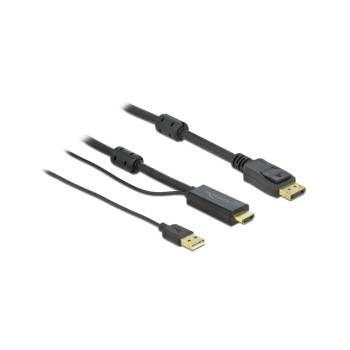 Delock HDMI - Displayport Konvertercable 1m, black , 4K/30Hz, USB-A Stromversorgung Delock HDMI - Displayport Konvertercable 1m, black , 4K/30Hz, USB-A Stromversorgung