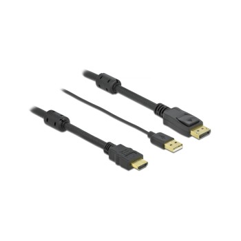 Delock HDMI -Displayport Konvertercable 10m, black , 4K/30Hz, USB-A Stromversorgung Delock HDMI -Displayport Konvertercable 10m, black , 4K/30Hz, USB-A Stromversorgung