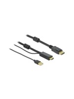 Delock HDMI - Displayport Konverterkabel 2m, Schwarz, 4K/30Hz, USB-A Stromversorgung