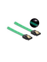 Delock SATA Kabel: 50cm Leuchteffekt grün, 6 Gbps, UV Leuchteffekt grün