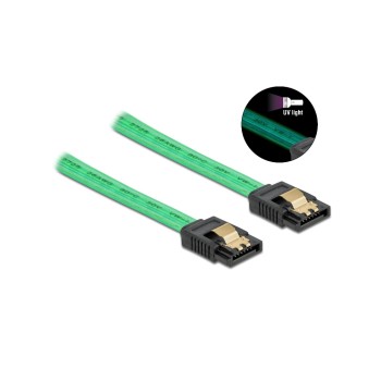 Delock SATA cable: 50cm Leuchteffekt grün, 6 Gbps, UV Leuchteffekt grün Delock SATA cable: 50cm Leuchteffekt grün, 6 Gbps, UV Leuchteffekt grün