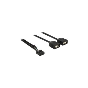 USB2.0 cable intern 40cm, Pinheader, 2xUSB-A Buchse