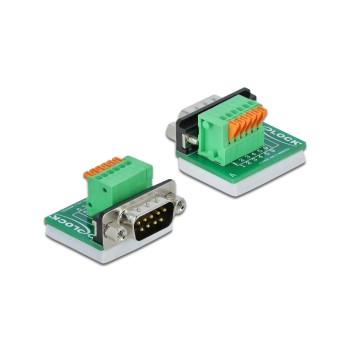 Delock Terminalblock RS232 DB9 Stecker, Vertikal, with Drucktaster Delock Terminalblock RS232 DB9 Stecker, Vertikal, with Drucktaster