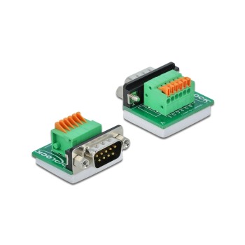 Delock Terminalblock RS232 DB9 Stecker, Horizontal, with Drucktaster Delock Terminalblock RS232 DB9 Stecker, Horizontal, with Drucktaster