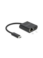 Delock USB3.1 Typ-C zu LAN Adapter, 1Gbps, schwarz, mit Powerdelivery 2.0 bis 60Watt