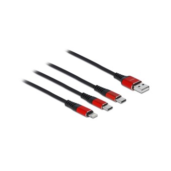 Delock USB2.0-Ladecable 3 in 1, 30cm, USB-A for Lightning, 2xUSB-C bis 3A Delock USB2.0-Ladecable 3 in 1, 30cm, USB-A for Lightning, 2xUSB-C bis 3A