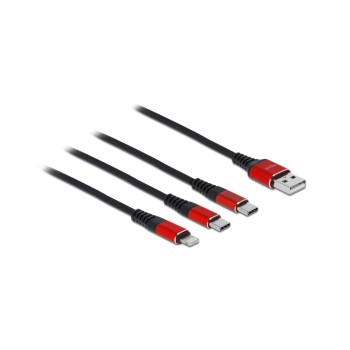 Delock USB2.0-Ladecable 3 in 1, 1m, USB-A for Lightning, 2xUSB-C bis 3A Delock USB2.0-Ladecable 3 in 1, 1m, USB-A for Lightning, 2xUSB-C bis 3A