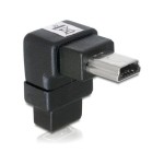 USB Adapter Mini-B pour Mini-B, coudé 90ø, male/femelle, connecteur 180ø retourné