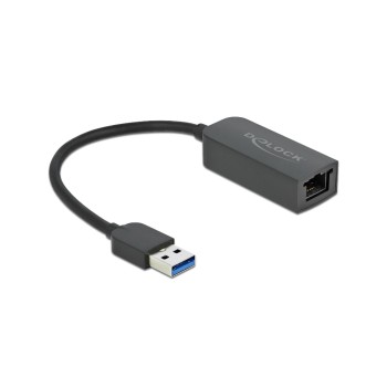 Delock USB3.2 Gen1 Typ-A for LAN Adapter, 0,1/1/2.5Gbps, black , 16cm cable, Kompakt Delock USB3.2 Gen1 Typ-A for LAN Adapter, 0,1/1/2.5Gbps, black , 16cm cable, Kompakt