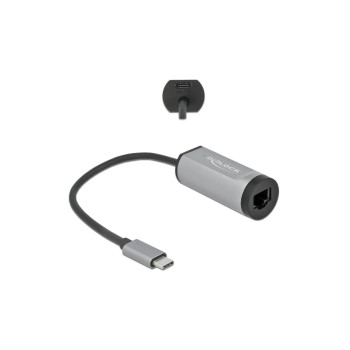 Delock USB3.1 Typ-C for LAN Adapter, 1Gbps, black , with Powerdelivery 3.0 bis 60Watt