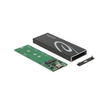Delock M.2 SATA zu USB.3.2 Gen2 Gehäuse, Betrieb von M.2 SSD an USB&TB3 Typ-C 10Gbps