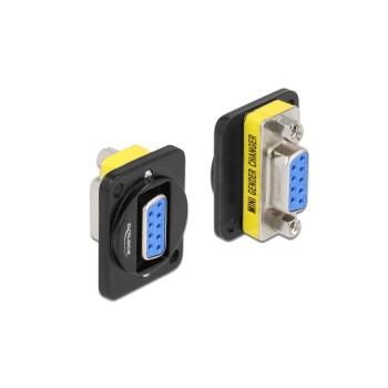 Delock Terminalblock  DB9Buchse/DB9Buchse, black , D-Typ Modul, 1x extern, 1x intern