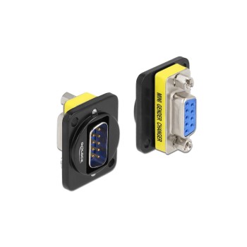 Delock Terminalblock  DB9Stecker/DB9Buchse, black , D-Typ Modul, 1x extern, 1x intern