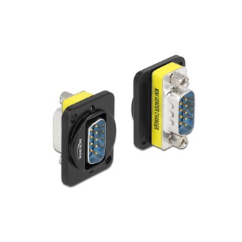 Delock Terminalblock  DB9Stecker/DB9Stecker, black , D-Typ Modul, 1x extern, 1x intern