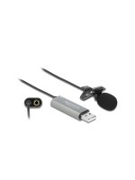 Delock USB Krawatten/Lavier Mikrofon, 2m, Omnidirektional, 24Bit/192Khz, 3,5mm Klinke