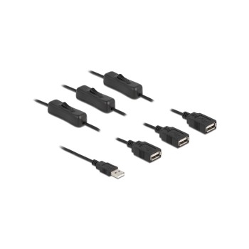Delock USB-A Stecker for 3x USB-A Buchse,1m, with Schalter,1m,black  Delock USB-A Stecker for 3x USB-A Buchse,1m, with Schalter,1m,black