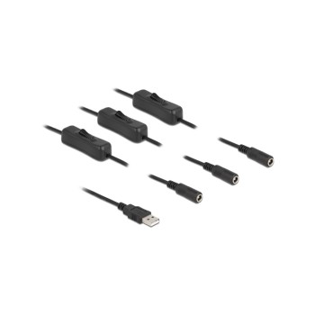 Delock USB-AStecker for 3x DC 5.5x2.1mm,1m, with Schalter,1m,black  Delock USB-AStecker for 3x DC 5.5x2.1mm,1m, with Schalter,1m,black