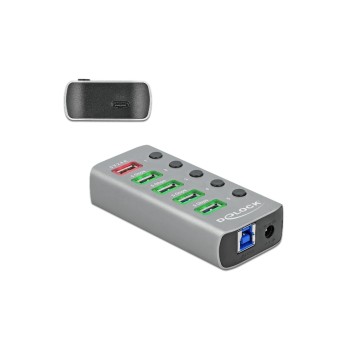 Delock externer USB 3.0 Hub 4-Ports, PD, with Schalter, Beleuchtung, PD, USB-C Delock externer USB 3.0 Hub 4-Ports, PD, with Schalter, Beleuchtung, PD, USB-C